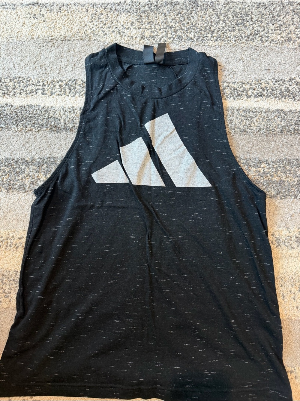 adidas Black Athletic Tank Top with White Logo Tag